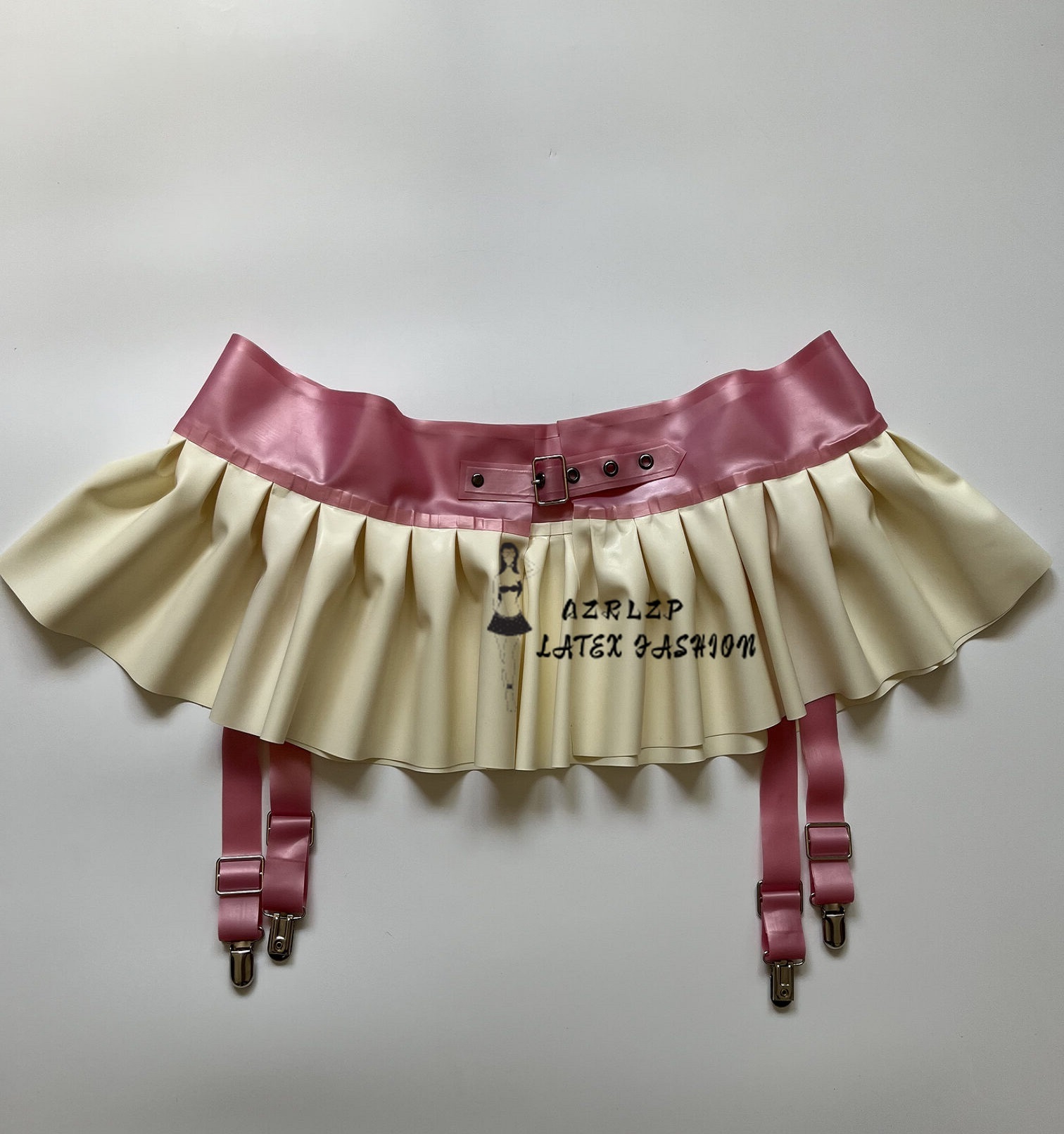 Garter Belt Set - Metallic poeder en witte dames jarretellegordel